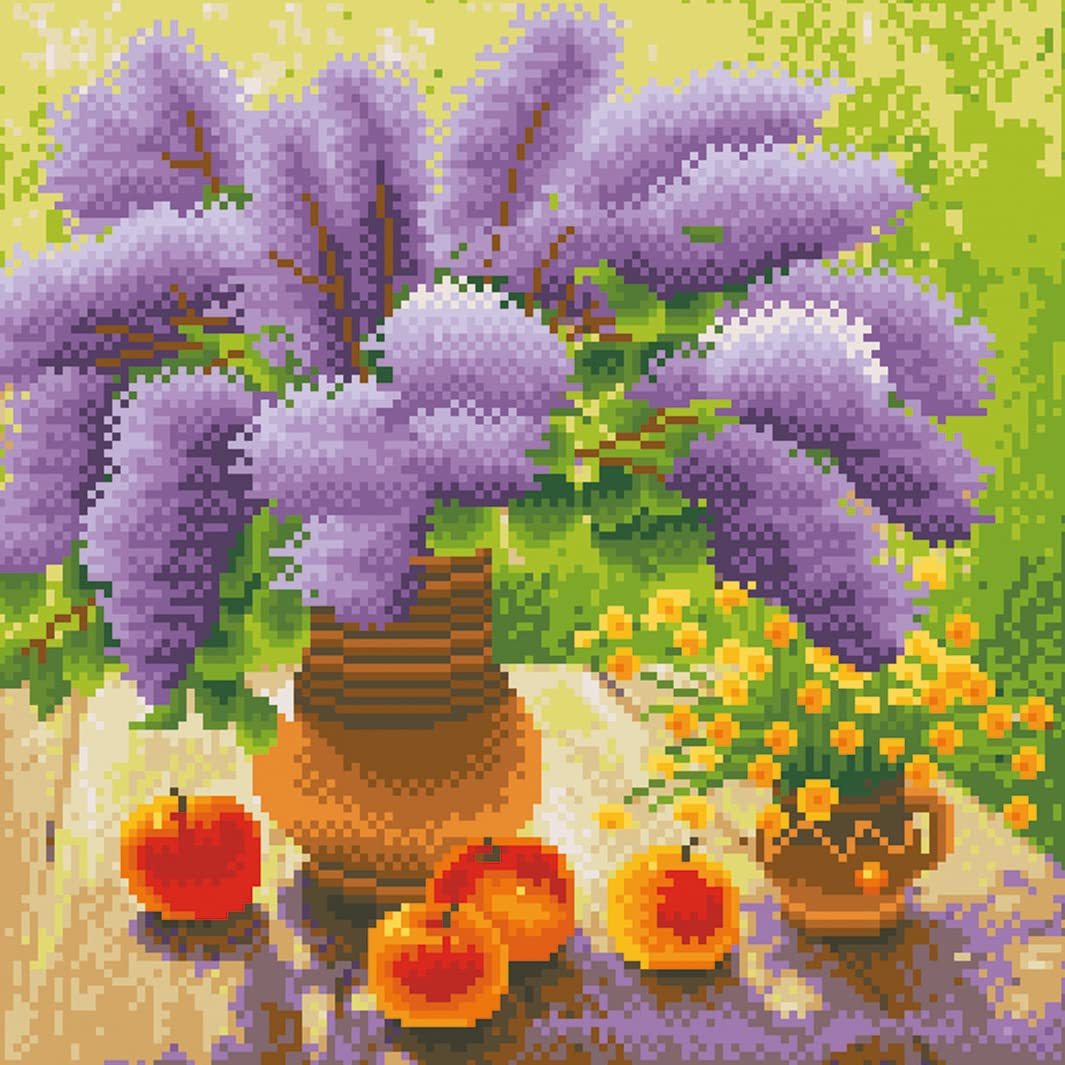 Cross Stitch Kits Stamped, OWN4B Flowers in Vase Printed Pattern 11CT 14.2x14.2 inch DIY Embroidery Kit (Flower)