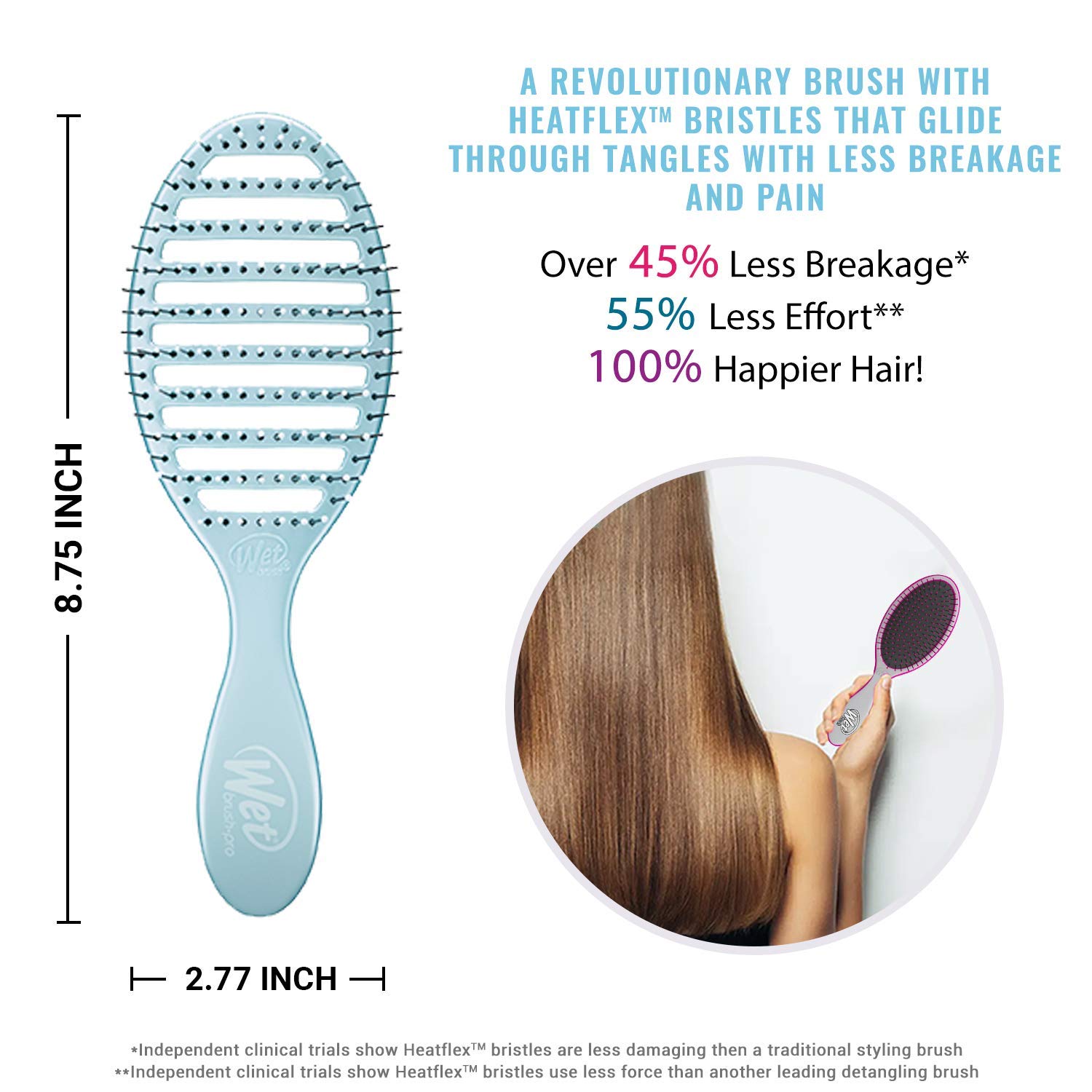Wet Brush Speed Dry Hair Brush - Blue (Osmosis) - Vented Design and Ultra Soft HeatFlex Bristles Are Blow Dry Safe With Ergonomic Handle Manages Tangle and Uncontrollable Hair - Pain-Free