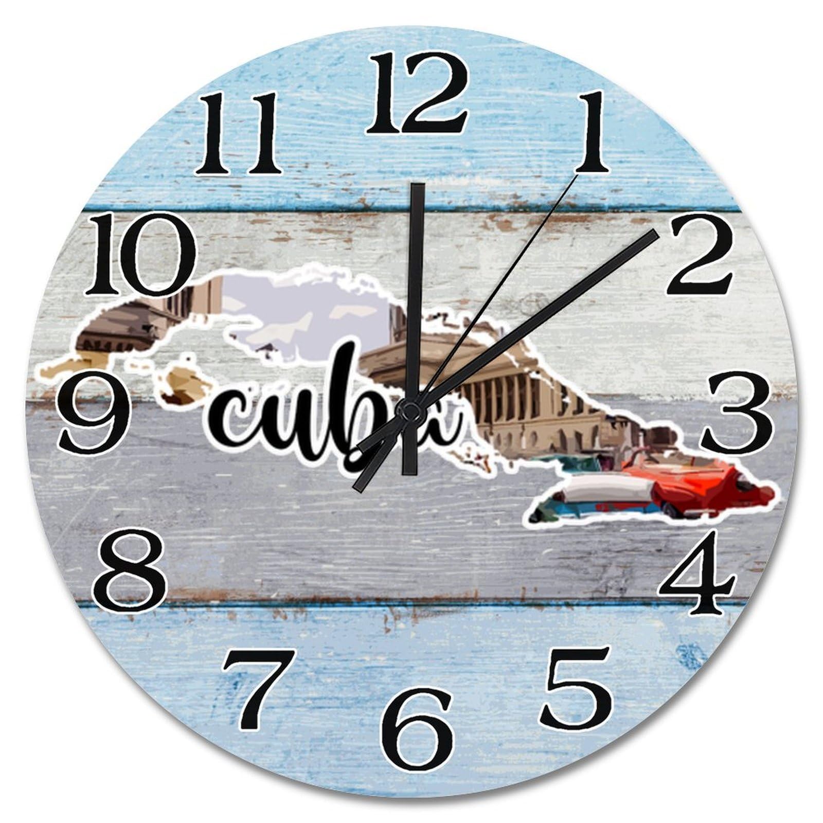 Horloge murale en bois Cuba silencieuse pour éliminer le tic-tac dans la chambre