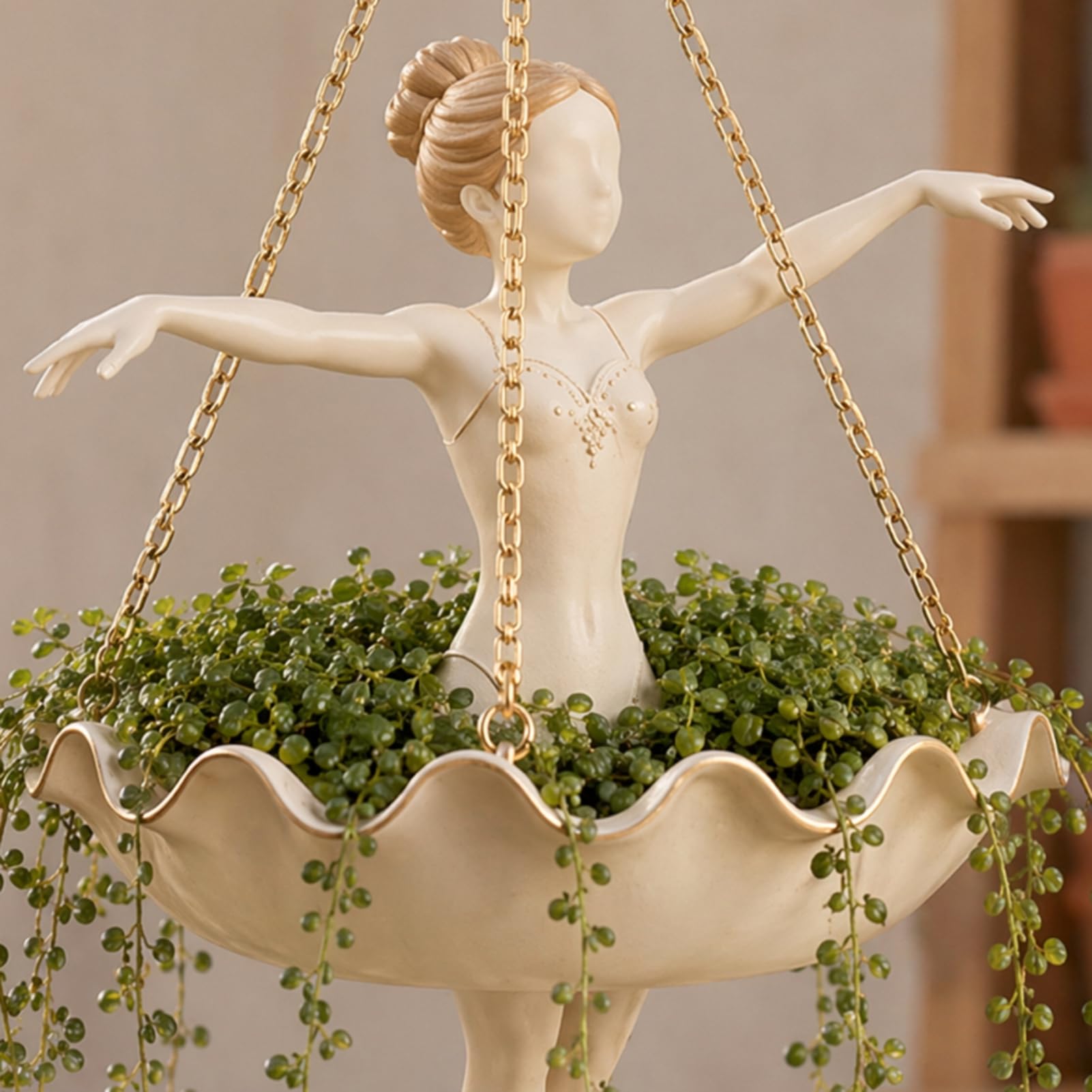 Vaso da fiori a forma di ballerina danzante da appendere, simpatici vasi a forma di testa di fiore, vaso decorativo in resina per piante grasse e piante ricadenti, porta-piante artistico a