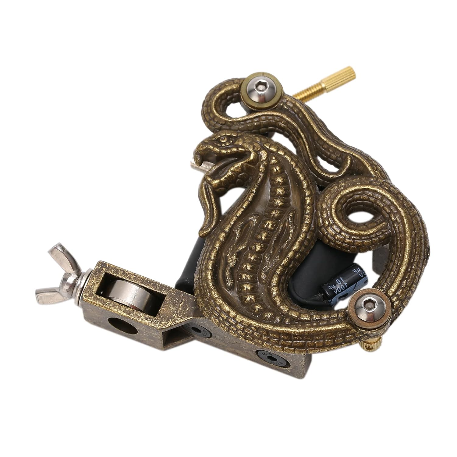 Tattoo Machine - Classic Retro Embossed Tattoo Machine Casting Tattoo Machine Snake-Shaped Traditional Body Art Tattoo Device for Tattoo Artist Beginner