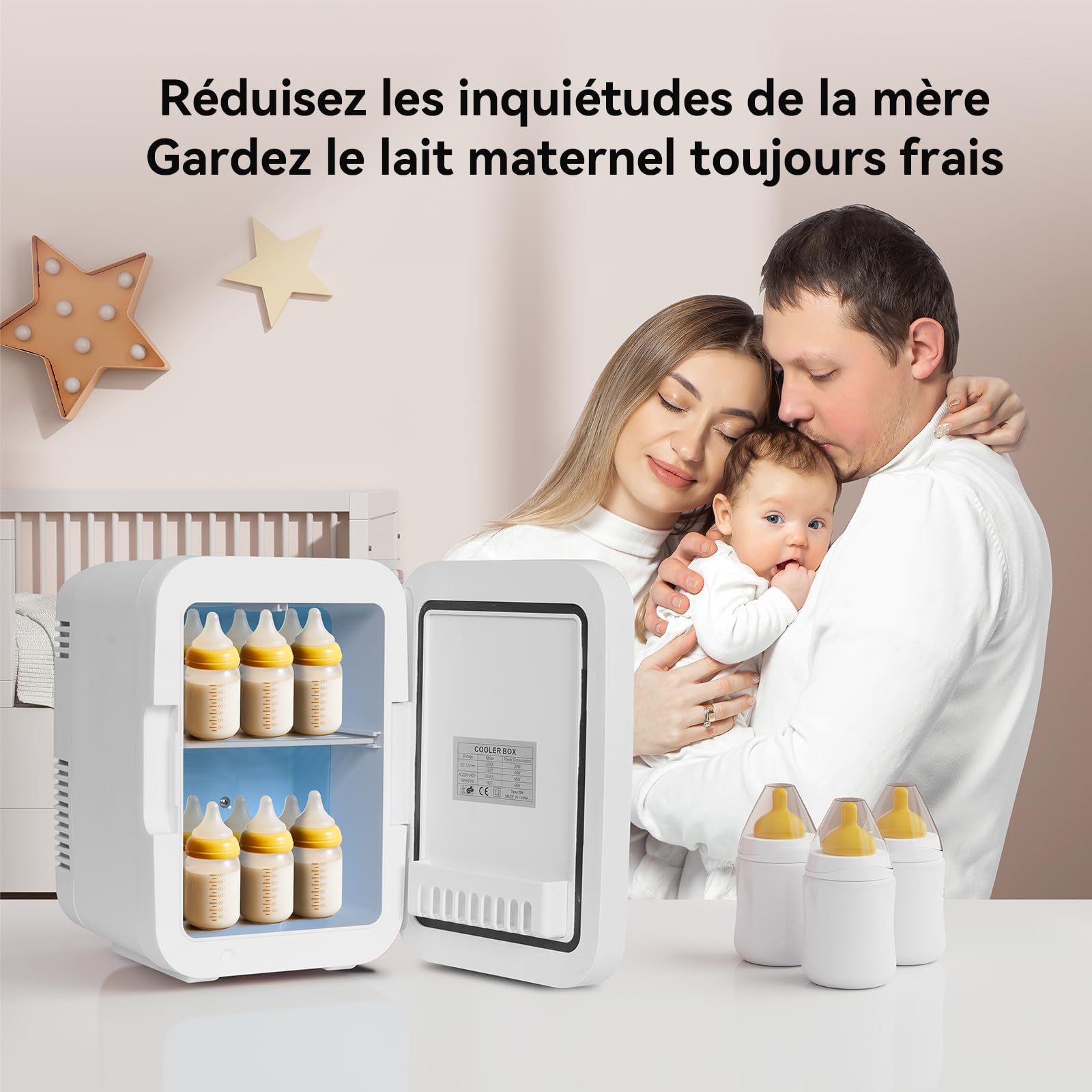 YU YUSING Mini Frigo Cosmétique 4L avec Miroir LED, Petit Frigo de Chambre Cosmétique avec Fonction Chaud/Froid, Mini Réfrigérateur Portable, 12V/220V, Miroir Maquillage pour Voitures (Blanc)