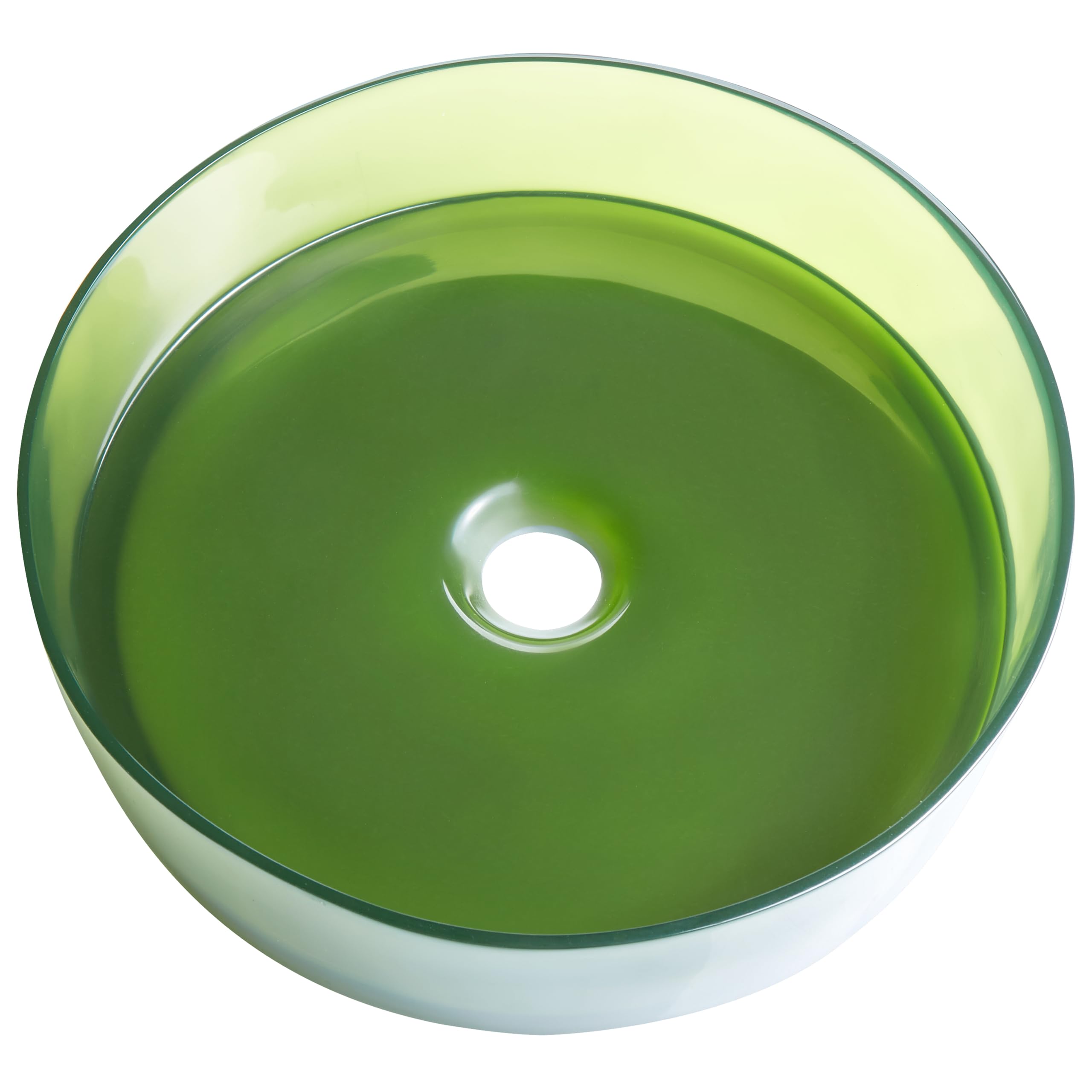 Lavabo sobre encimera de baño redondo solid surface transparente 36 cm verde Tolosa