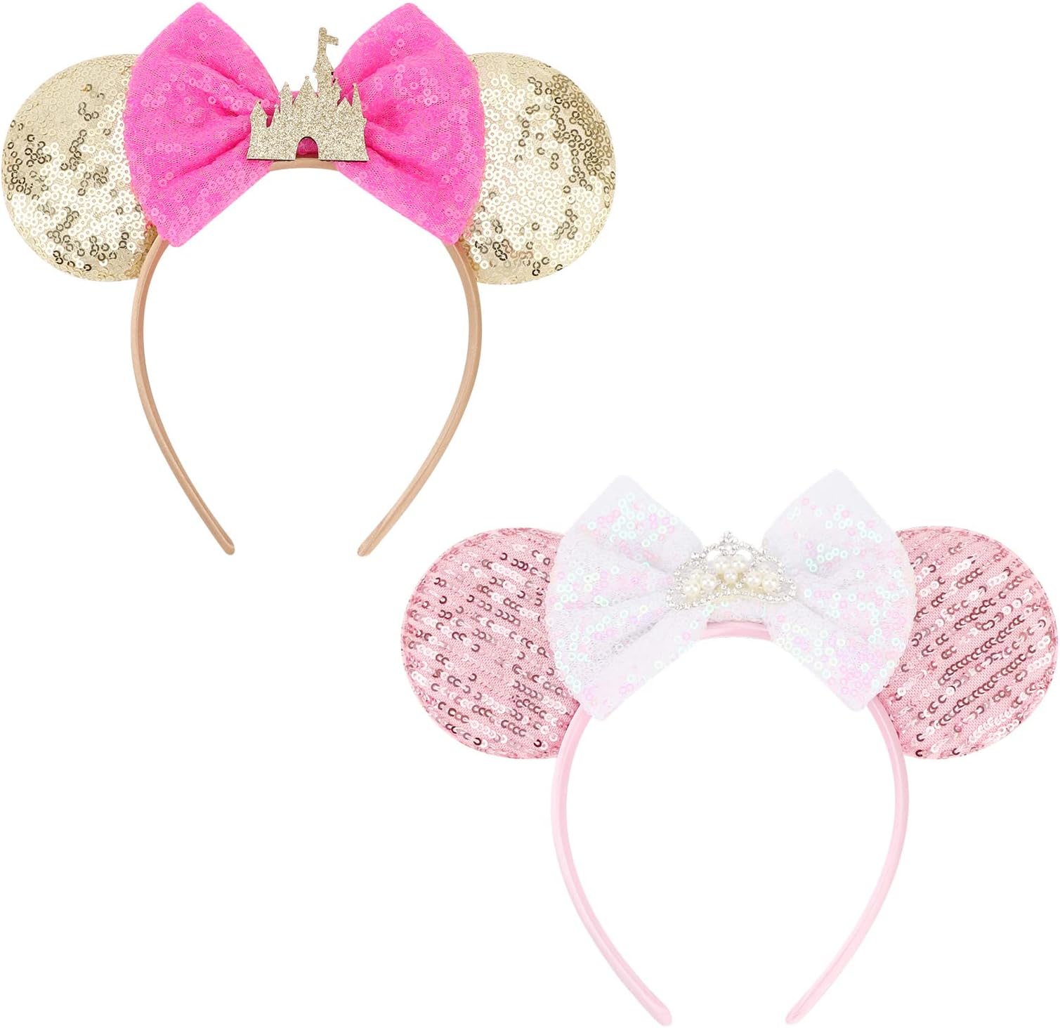 – 2 Pack Mouse Ears Bow Headbands Glitter Party Decoration Cosplay Costume for Women