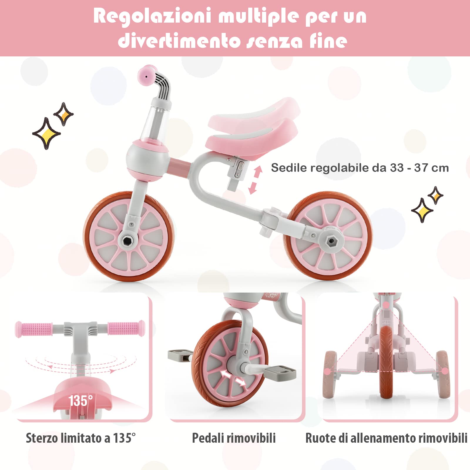 Triciclo Bici Bimbo Con Pedali Smontabili Triciclo Bambini Anni