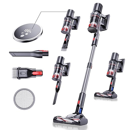 Cordless Vacuum Cleaner 250W/25Kpa, Stick Vacuum Cleaners for Home with 40 Mins Max Runtime Rechargeable Powerful Suction Handheld Vacuum for Home, Hard Floor, Carpet, Shutters, Pet Hair, Car