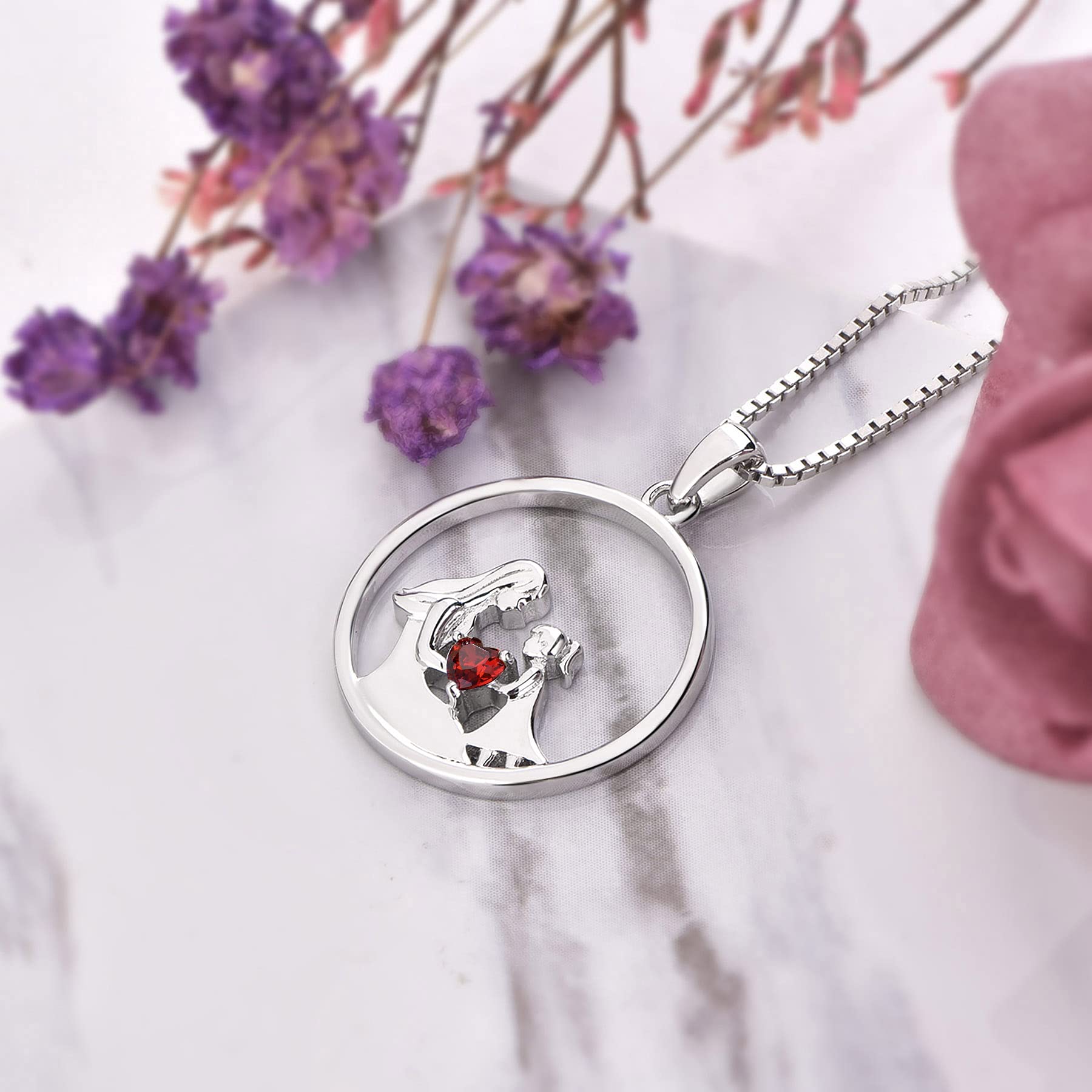 YL Collar Madre e Hija Plata de Ley 925 Collar con Colgante de Circonita Regalos para Mujeres Mamás, 45-48 CM