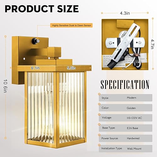 Miniatura 35 de Paquete de 2 luces de pared para exteriores de la casa, luces de porche del atardecer al amanecer, impermeables, color negro mate, para puerta