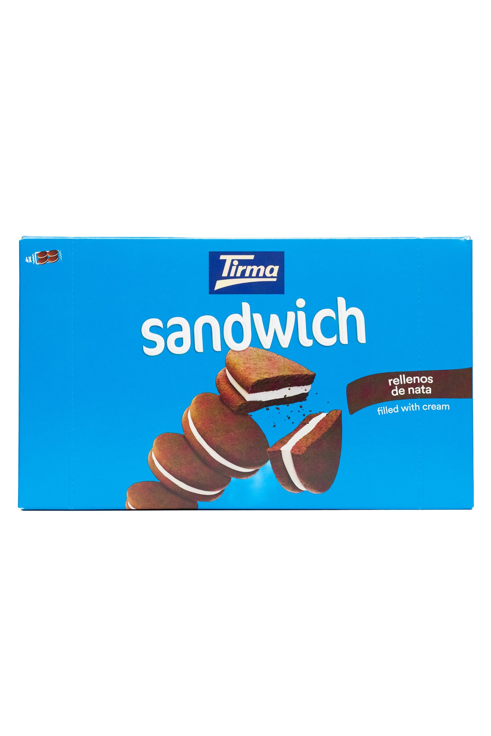 Tirma Sándwich de Galleta al Cacao con Relleno de Nata – 4 Packs de 45 g (Estuche de 180 g) | Galletas Dulces | Snack de Cacao y Nata | Ideal para Merienda y Tentempiés