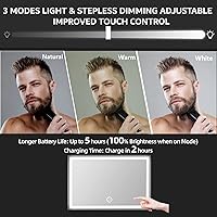 Vista 3 de Espejo recargable de 5 vías para cortar el cabello, espejo ajustable de vidrio real plegable con luz y ganchos telescópicos para maquillaje