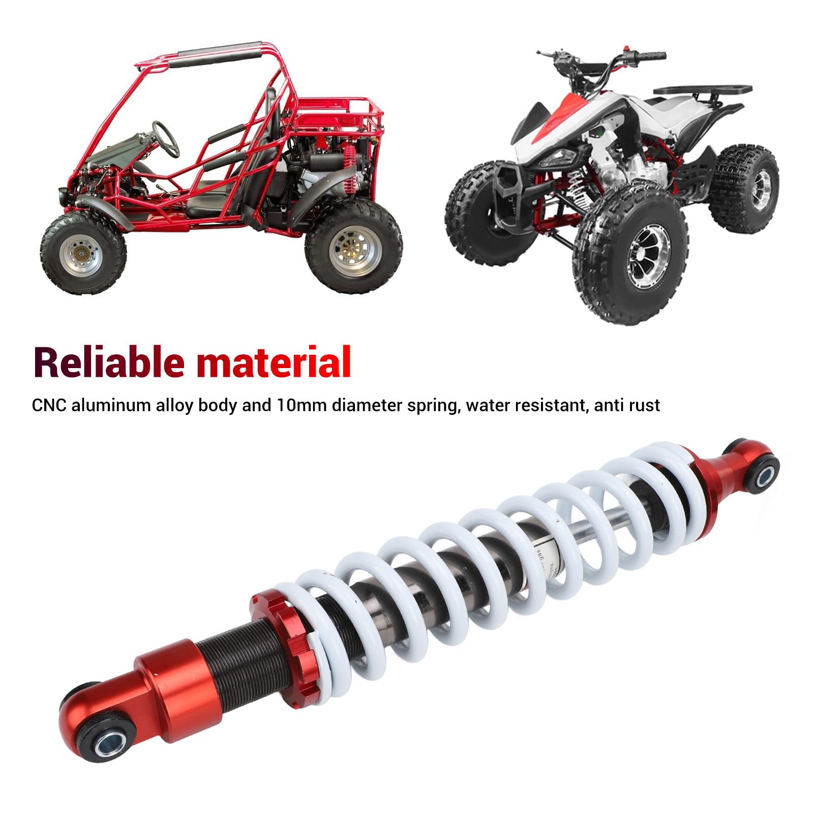Cocoarm Amortyzator Motocyklowy 410 Mm, Stop Aluminium CNC, Uniwersalny Amortyzator Zawieszenia, Idealny do Rowerów Terenowych, Quadów, Gokartów i Pojazdów Terenowych