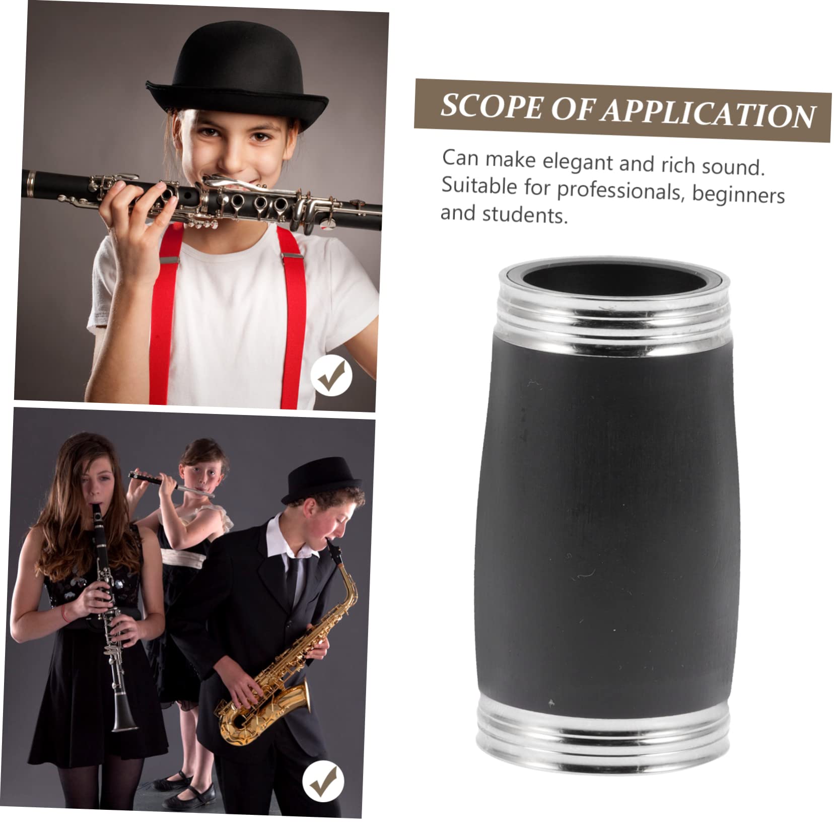 Abaodam Clarinet Tuning Tube Section Design for Clarinet Pitch Sound Tuning Compatible Flat and Models Smooth Surface Easy to Clean for Professionals and Students