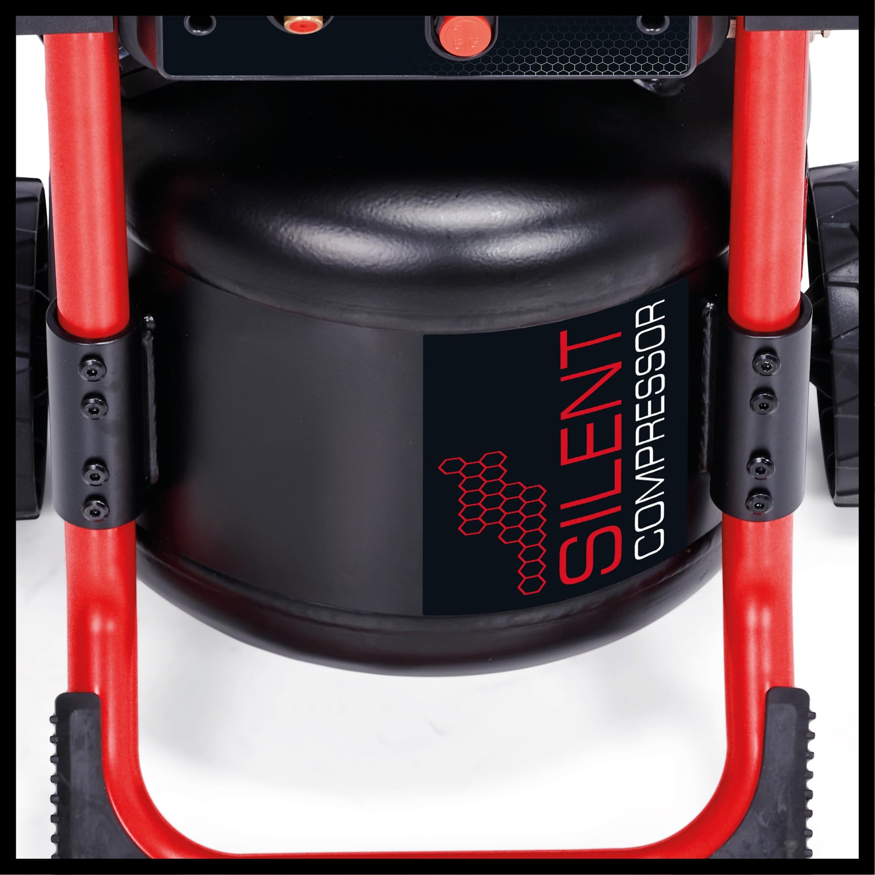 Einhell TE-AC 240/24 Silent sprężarka (1500 W, maks. 10 bar, zbiornik 24 l, moc ssania 240 l/min, sprężarka wyciszona 70 dB, 2 manometry, reduktor ciśnienia)