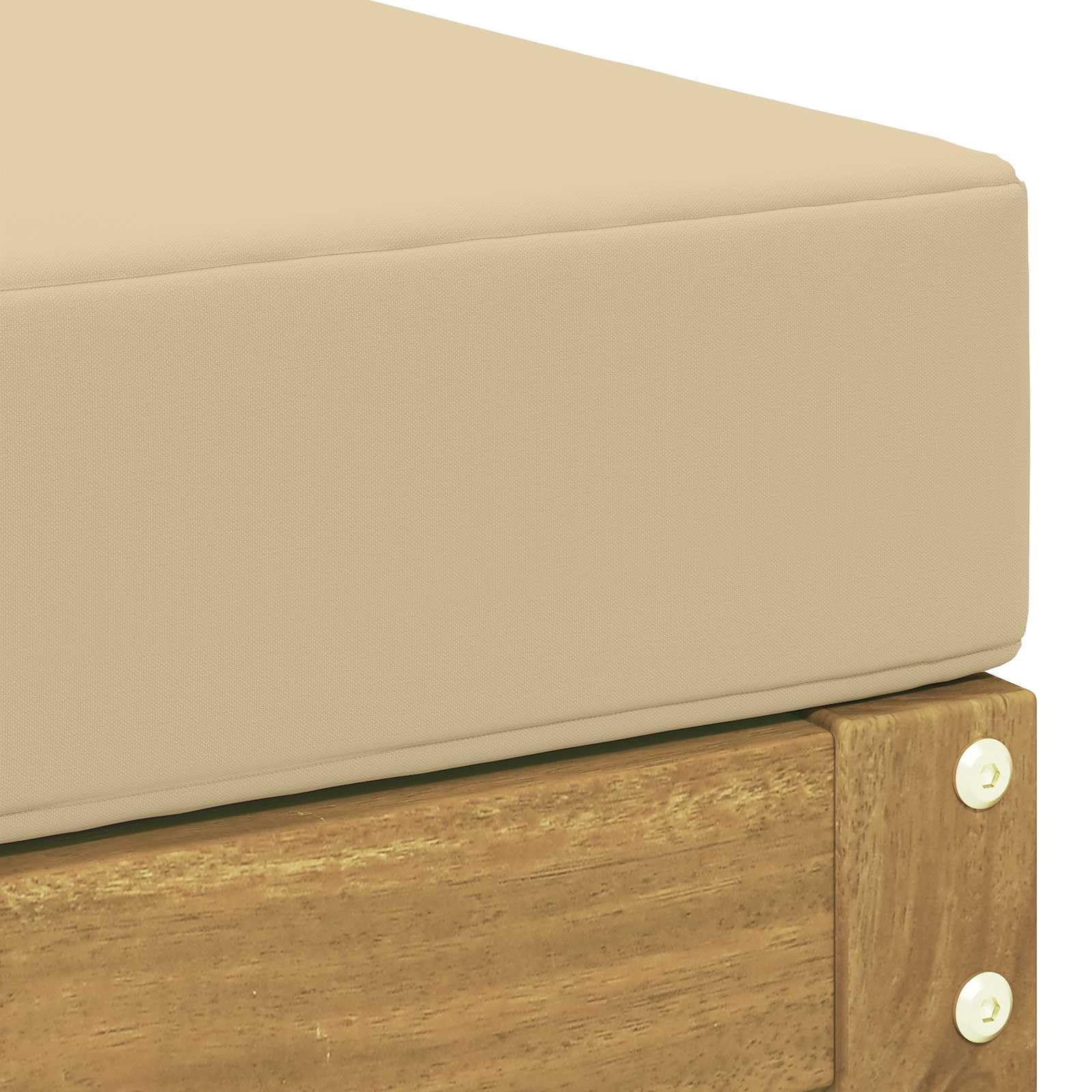 Taboret outdoorowy z litego drewna akacjowego, z poduszką do siedzenia, 59 x 59 x 37 cm, odporny na warunki atmosferyczne, modułowy, na taras, balkon, do ogrodu, wypoczynku, wygodny