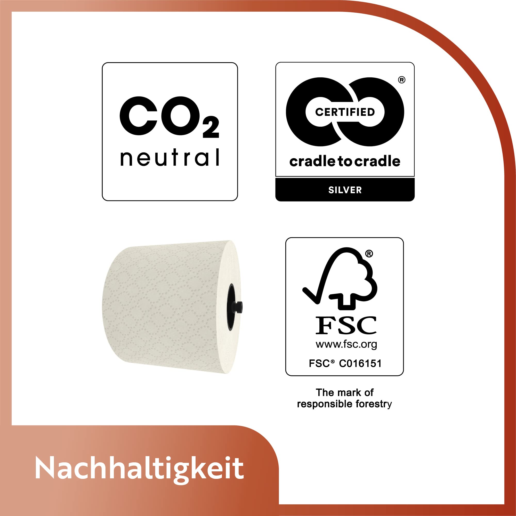 BlackSatino Toilettenpapier Großrollen GreenGrow I 2-lagig I 24 Rollen mit je 70m Länge I passend für ST10-Spender I umweltschonend I nachhaltig I Miscanthus-Recycling-Mix