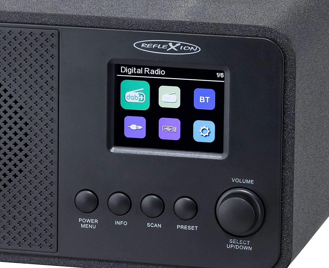 Reflexion Radio DAB+ con Bluetooth, sveglia e display a colori, radio digitale con USB, AUX-IN, antenna telescopica e 40 stazioni memorizzate, potenza musicale da 40 W, display TFT da 2,4", compatto e