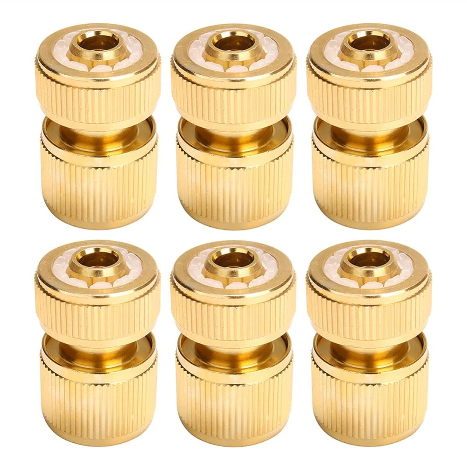 Adaptador de mangueras con Recubrimiento de latón, Sistemas de Acoplamiento de mangueras de jardín de Conector Giratorio de conexión rápida de 1/2 "para regar el riego (Color : 6PCS)