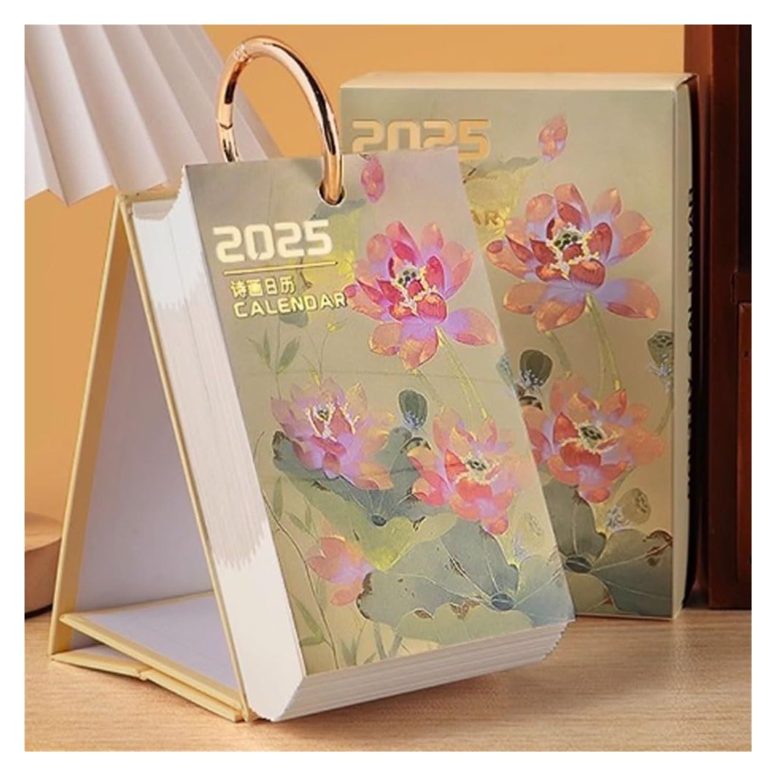 Tischkalender, Tischkalender 2025 im chinesischen Stil, 2025 Jahr der Schlange, Poesie- und Malkalender, Desktop-Ornament, kreativer Desktop-Kalender
