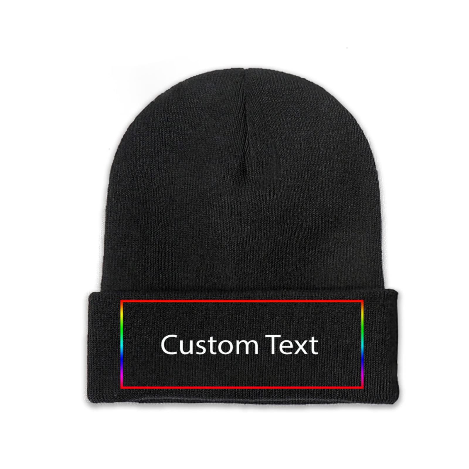 Miujonvy Unisex Black 0 Custom Hat Slouch Black Beanie Custom Text Classic Winter Beanie Hat