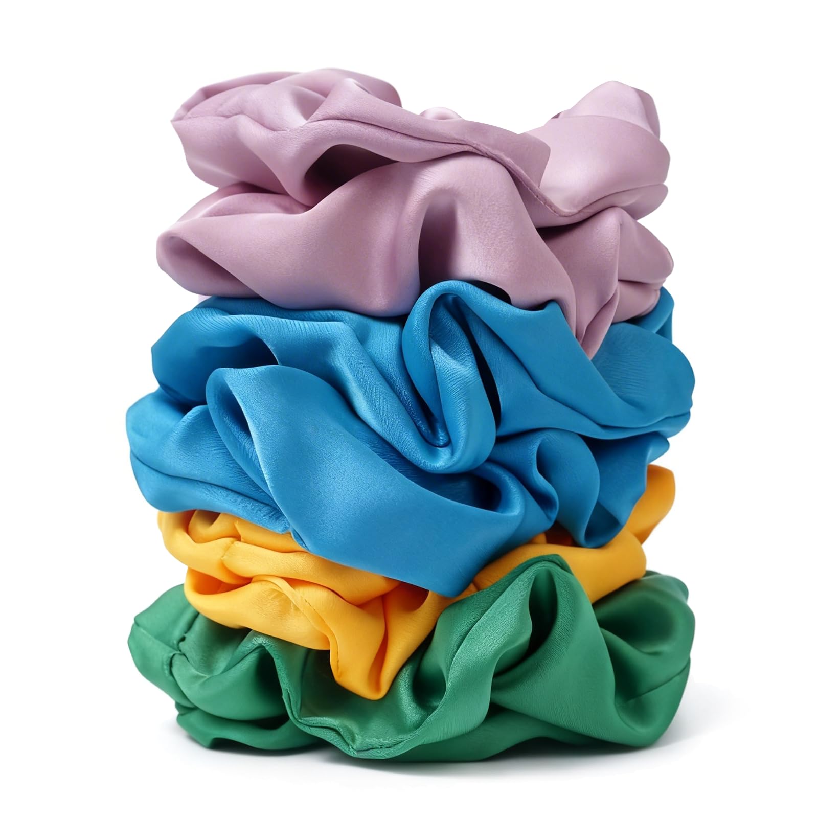Satin Scrunchies - 8 Black Silk Hair Ties -17