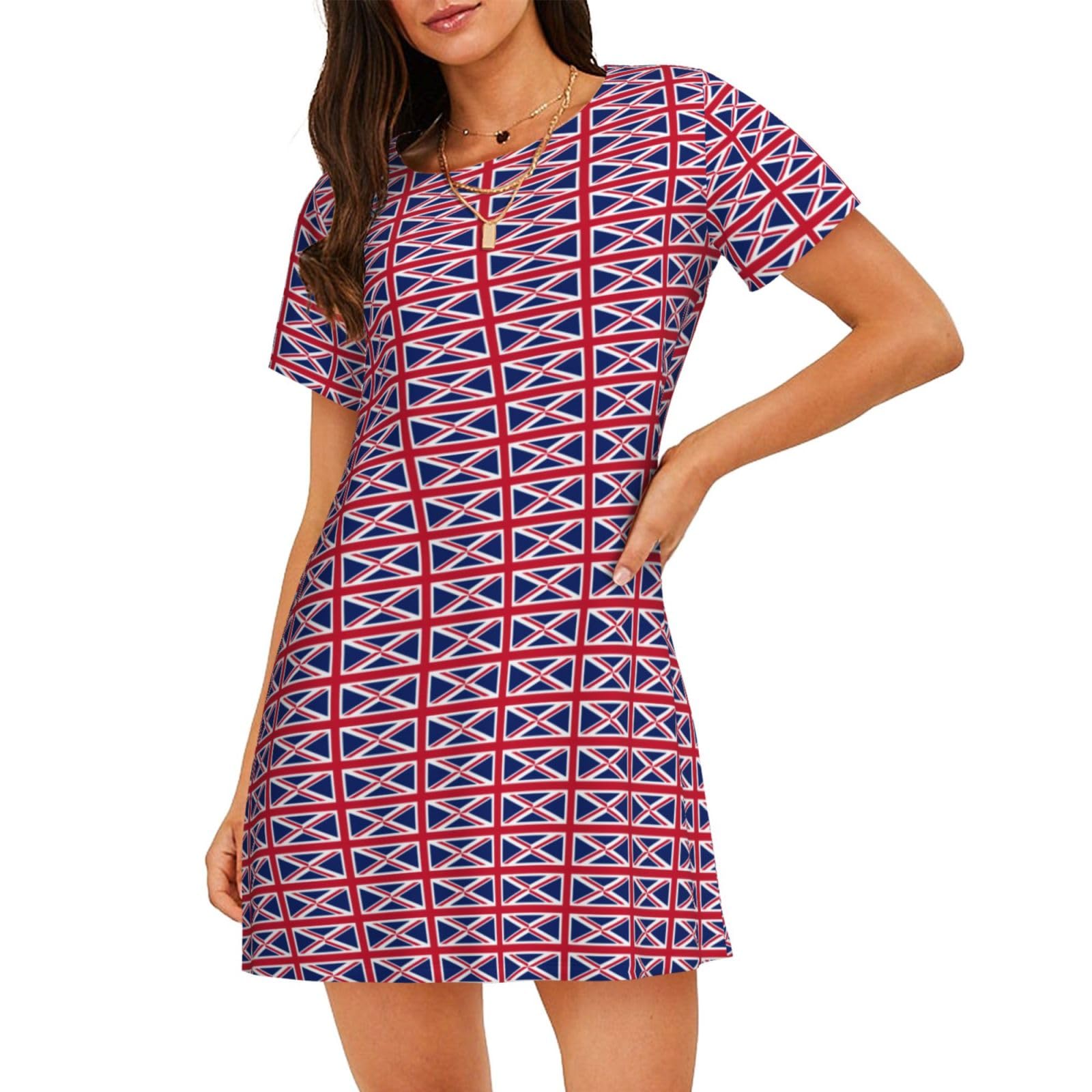Chemise de nuit légère manches courtes avec imprimé drapeau britannique - 8