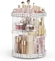 Organizador De Maquiagem Acrilico 360 Giratorio - Transparente 4 Andares Para Cosméticos/Pincéis/Perfumes Ajustável/Porta Maquiagem
