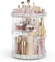 Organizador De Maquiagem Acrilico 360 Giratorio - Transparente 4 Andares Para Cosméticos/Pincéis/Perfumes Ajustável/Porta Maquiagem