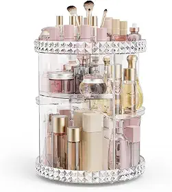 Organizador De Maquiagem Acrilico 360 Giratorio - Transparente 4 Andares Para Cosméticos/Pincéis/Perfumes Ajustável/Porta Maquiagem