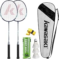 VICLEO Kawasaki Badminton Set: 2 Lightweight Carbon Alloy Rackets, 3 Shuttlecocks & Carry Bag - Perfect for Beginners & Family Fun