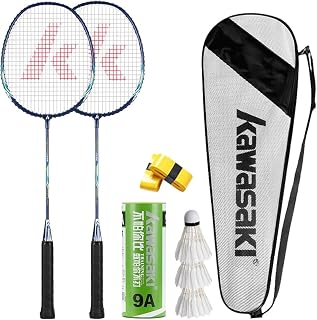 VICLEO Kawasaki Badminton Set: 2 Lightweight Carbon Alloy Rackets, 3 Shuttlecocks & Carry Bag - Perfect for Beginners & Family Fun