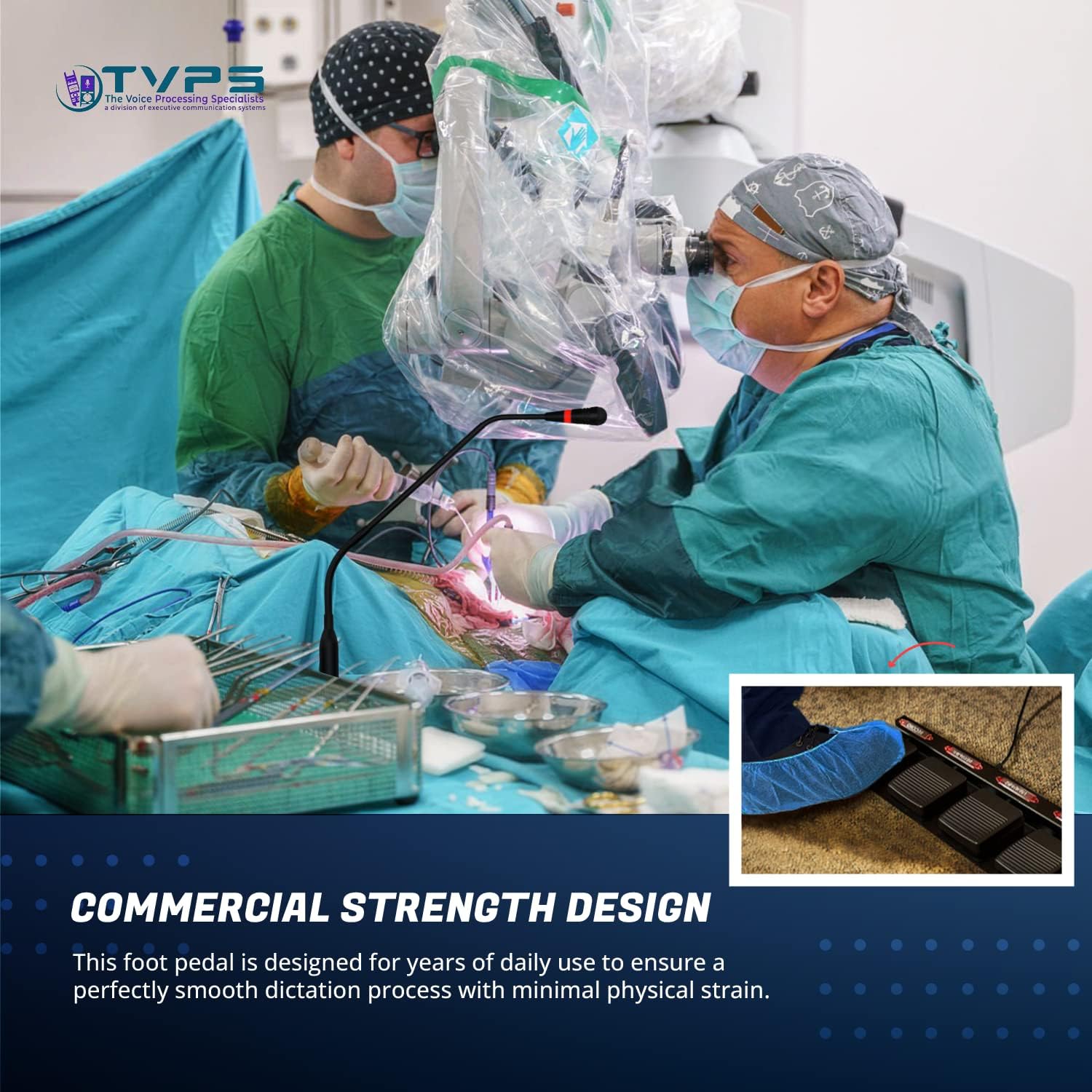 ECS 4 Button Hands Free Waterproof Dictation Foot Pedal for Medical Applications