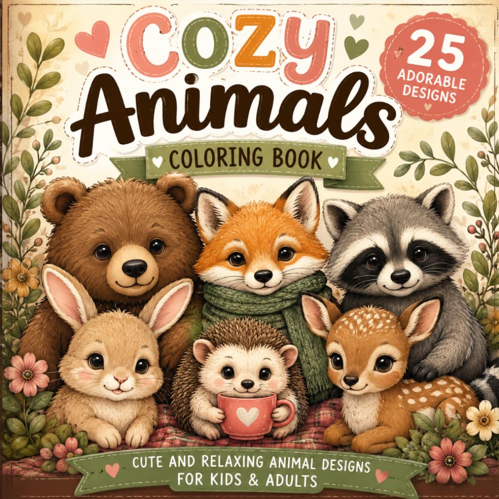 Cozy Animals Coloring Book