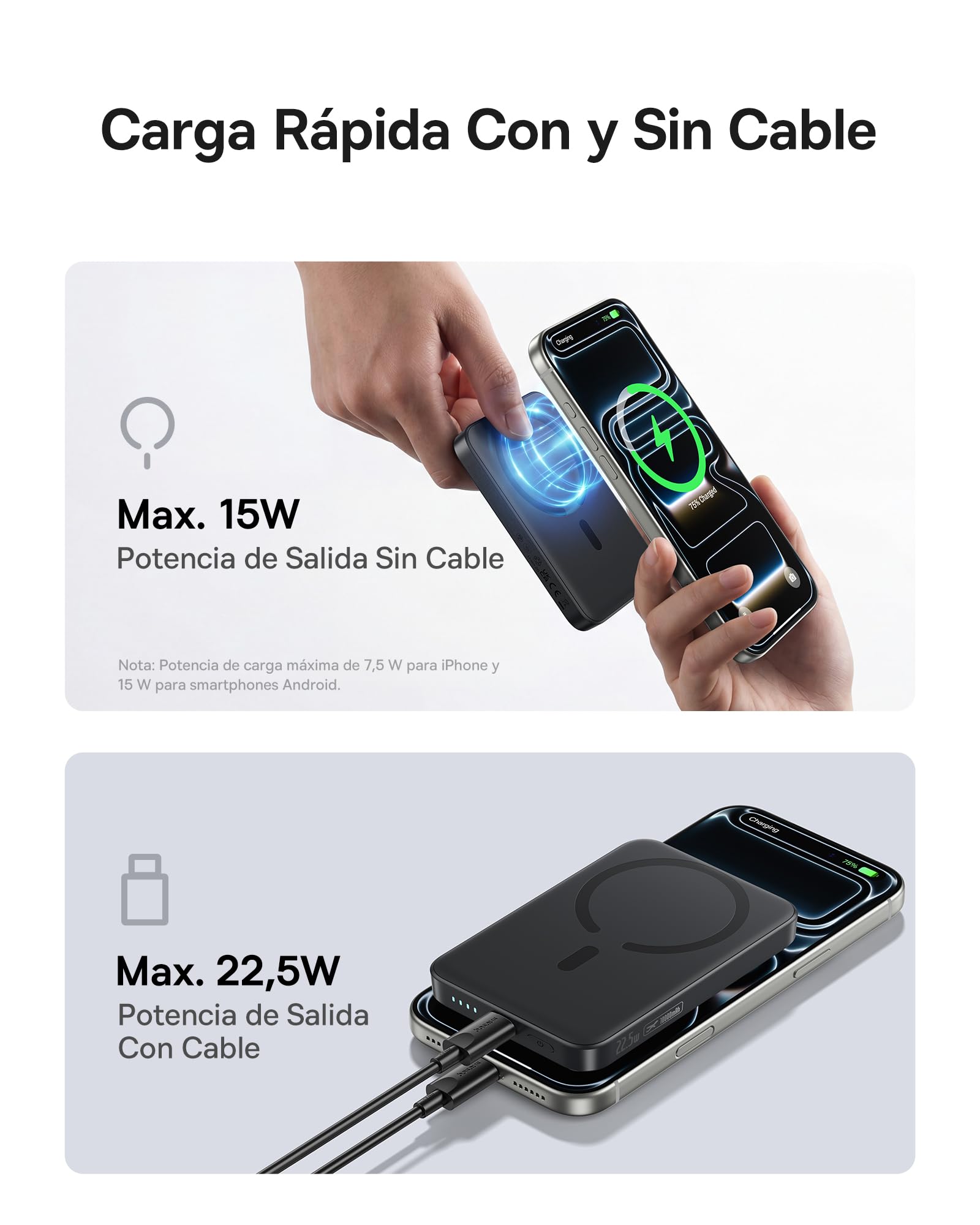 Baseus Enerfill FM11 MagSafe Power Bank 10000mAh 22.5W Magnetic Power Bank USB C Batería externa inalámbrica para teléfono móvil Mini Wireless Compatible con iPhone 17/16/15/14/13/12/Pro/Pro Max Serie