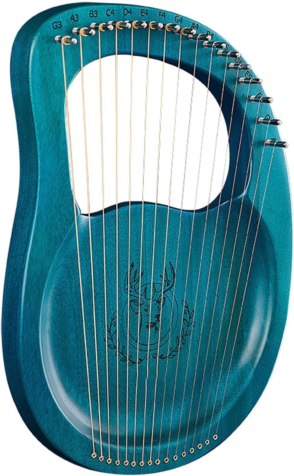 Lyre Harp For Beginner Metal 16 Strings Musical Instruments Mahogan Harp Solid Wood Lute Guitar For Kids Harpsicle With Tuning Wrench Portable Harp (Color : Blue)
