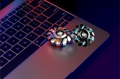 Miniatura 3 de YIJO Black Gear Fidget Spinner colorido brillo en la oscuridad alta velocidad y silencio diseño mecánico de metal fresco con símbolo de calavera