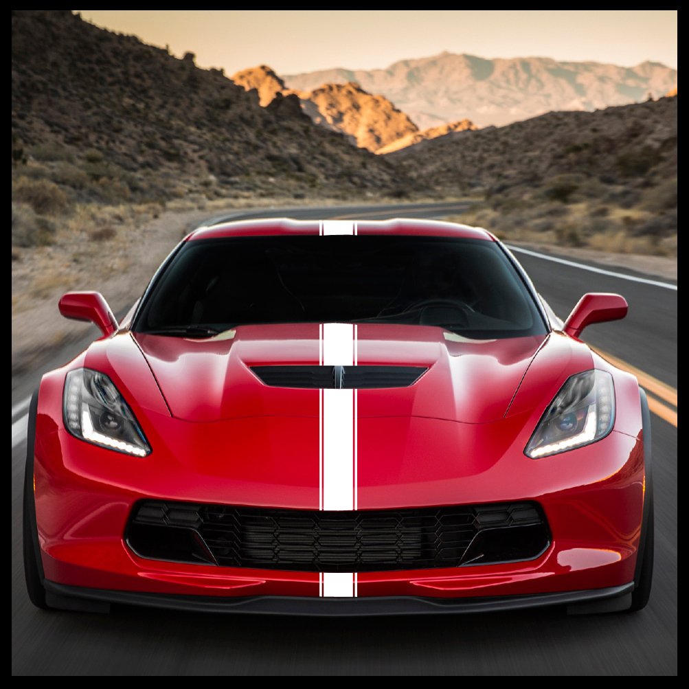 Sticker Connection | Racing Stripes | Hood Rally Vinyl Race Stripes | (4"x72", White)