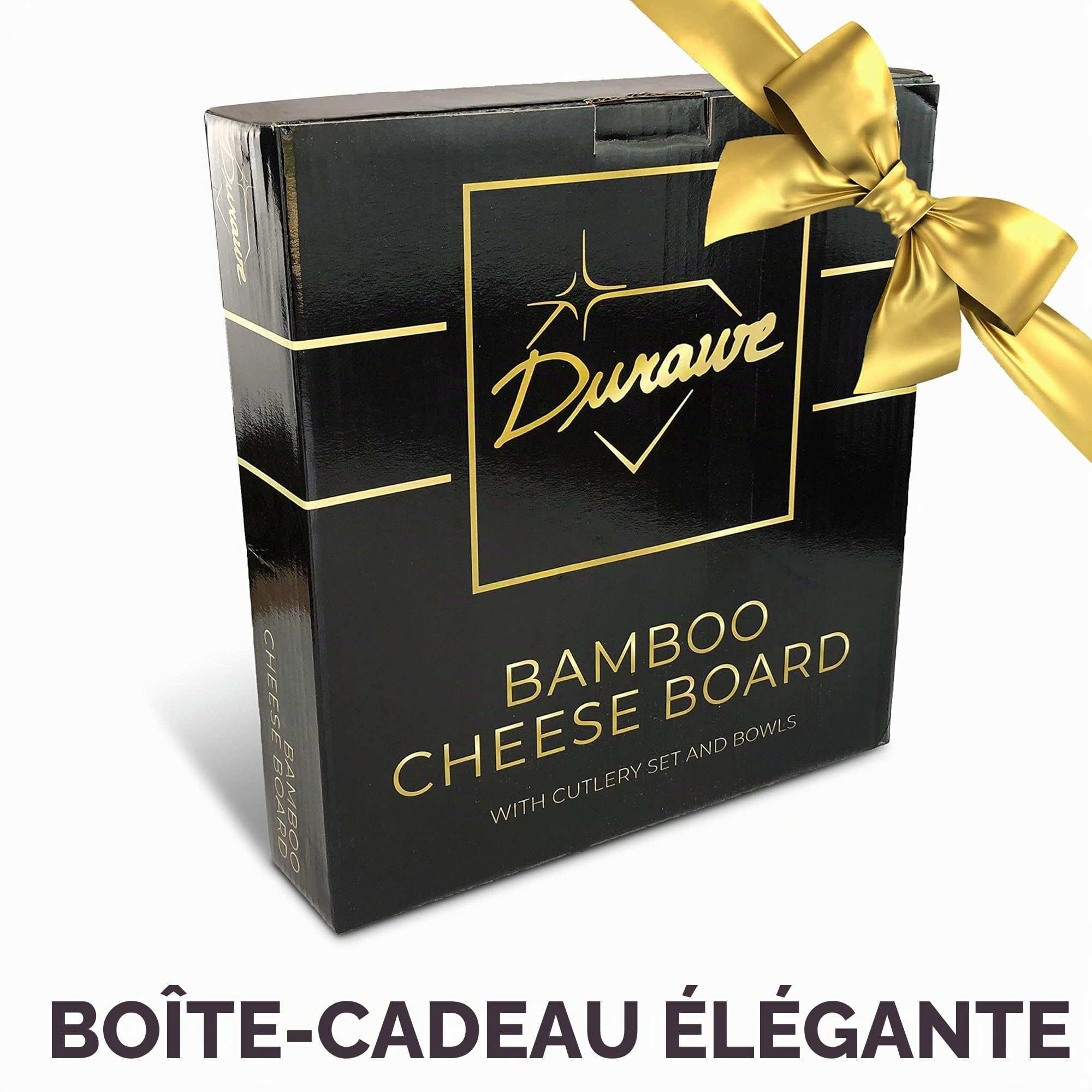 Plateau à Fromage en Bambou, Set de Couteaux, Bols en Céramique et Ouvre-vin - Plateau Charcuterie Bois, Choix Parfait Pour Gourmets, Cadeaux d'Anniversaire, Mariage, Mères
