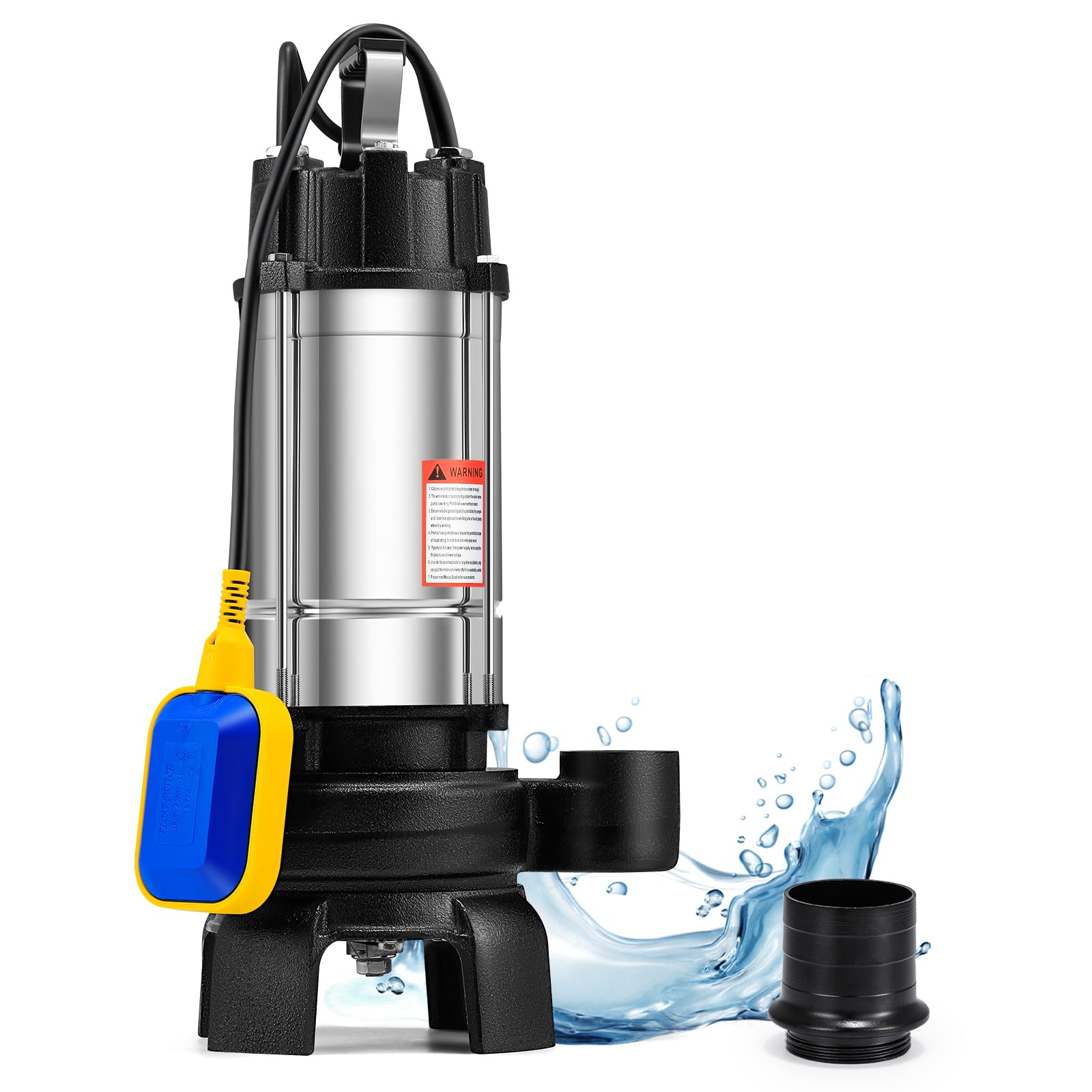 Moongiantgo Bomba sumergible para aguas residuales 750W, Caudal 10m³/h, Cabeza 10m, Salida 40mm, con hoja de corte & interruptor flotante, Acero inox para aguas con fibras, jardines, sótanos (750w)