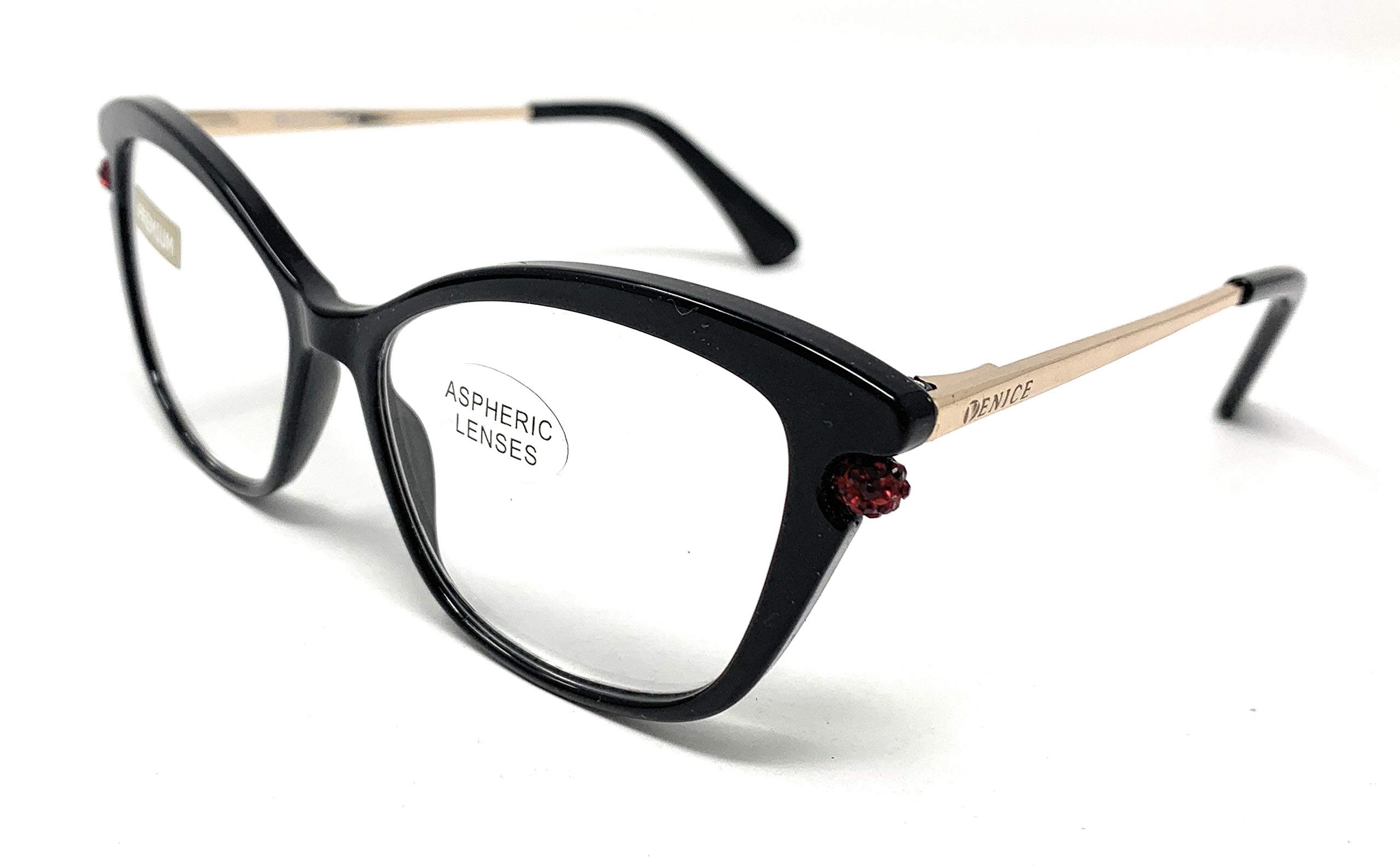 Zestaw okularów do czytania Najnowsza modna konstrukcja ze strass. EKSKLUZYWNA. okulary prezbiopii, zmęczony wzrok. VENICE Premium Perl - Dioptrias: 1 do 3,5, Pakiet 3 Zielony, Czerwony I Czarny