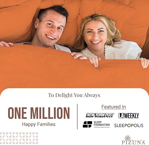 Miniatura 2 de Juego de sábanas de algodón de 400 hilos de tamaño individual, naranja quemado, 100% de fibra larga, sábanas de satén suaves con bolsillos profundos