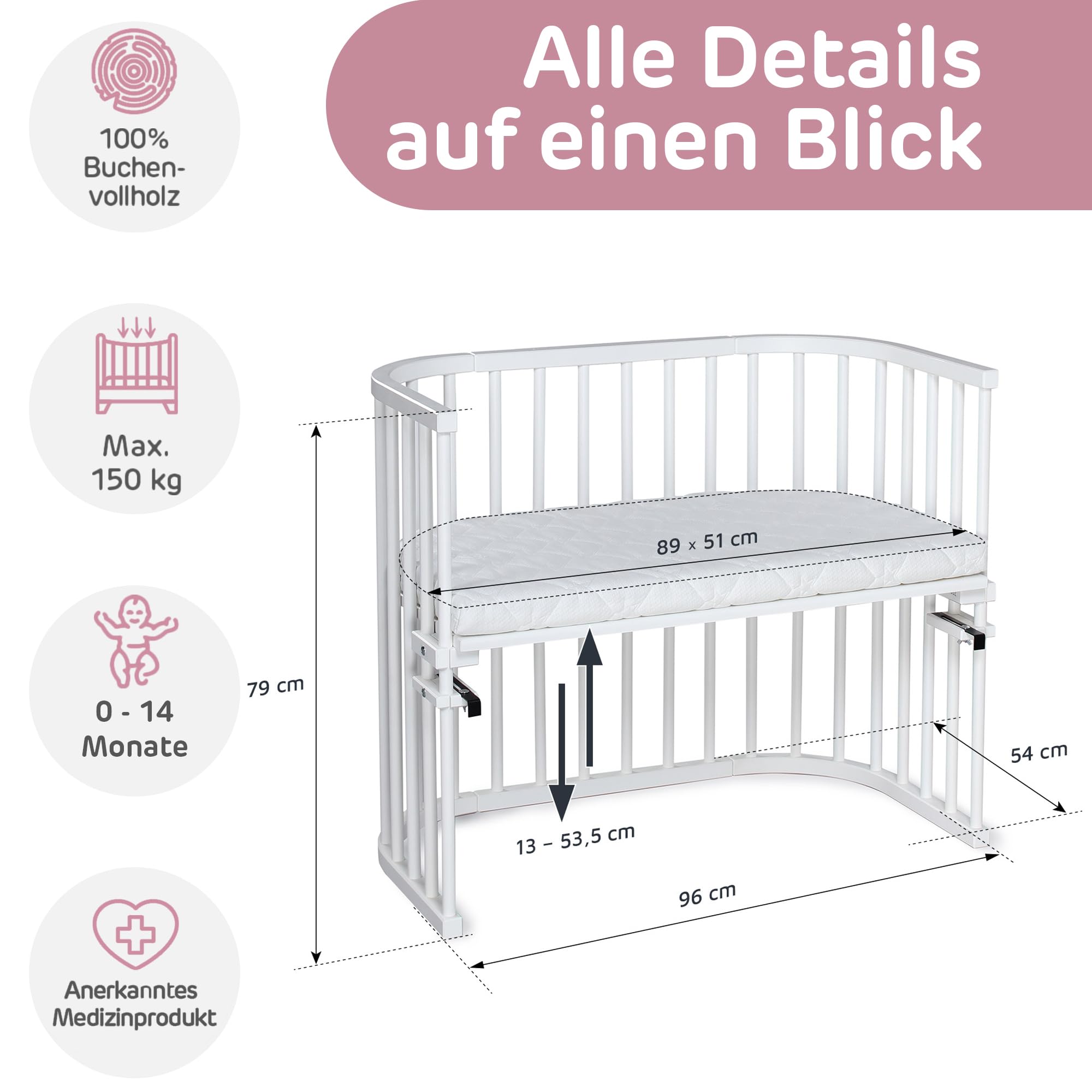 babybay maxi 160102- Cuna de colecho multiusos lacada en color blanco [importado de Alemania]