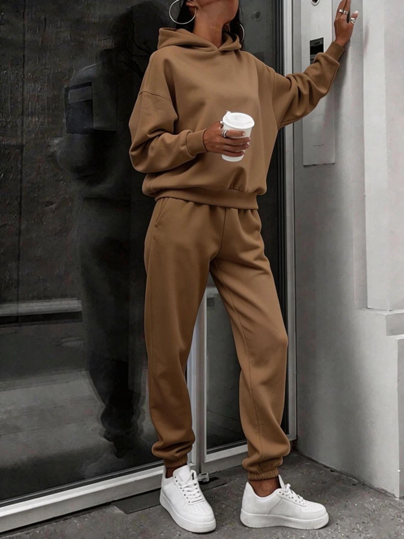 Ensemble 2 pièces sweat oversize pour femme, sweat et pantalon jogger loungewear