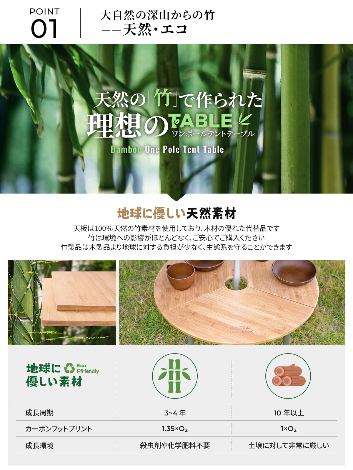 Amazon.co.jp: NEUTRAL OUTDOOR ワンポールテント テーブル 丸