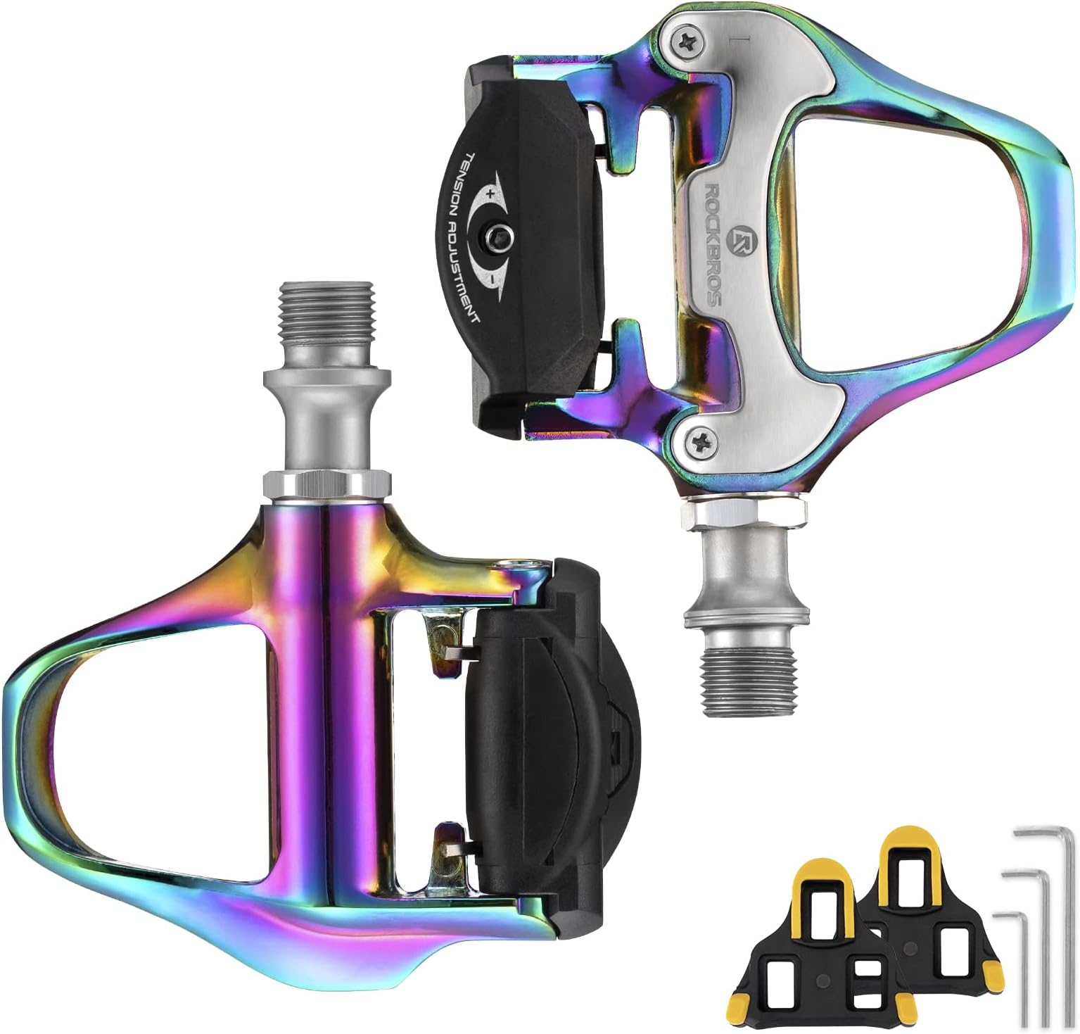 ROCKBROS Road Bike Pedals Lightweight Clipless Bicycle Pedals with Cleats Set Compatible with SPD-SL System
