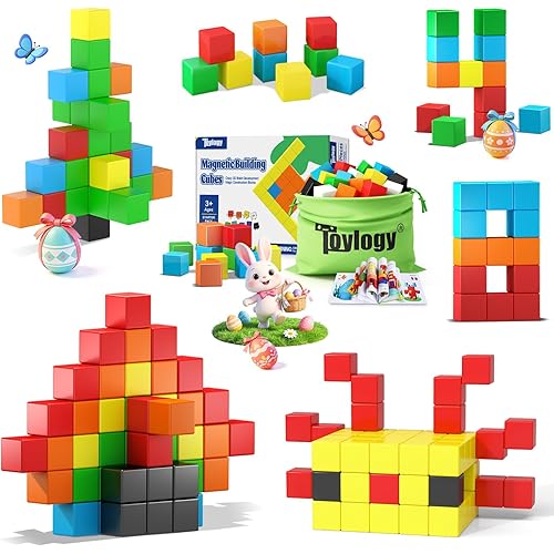 48PCS Magnetic Blocks for Toddlers Outdoor Toys, Large Magnetic Cube Toy for Sensory Montessori Education Preschool Magnet Toys for 3 4 5 6 Year Old Boys and Girls