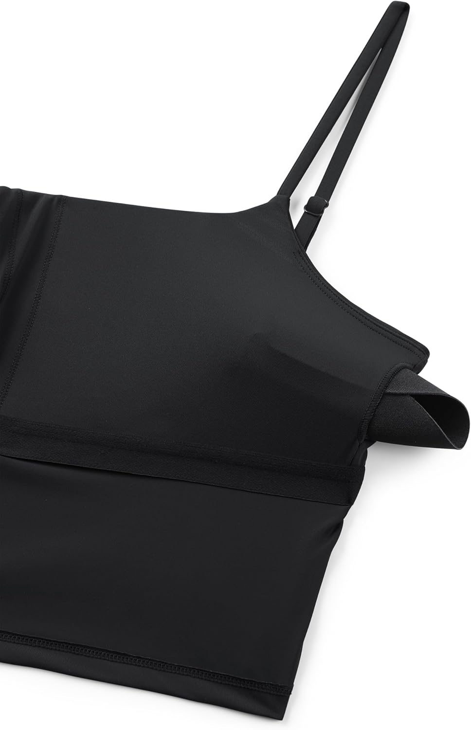 CRZ YOGA Cami Strap Bikini Tops for Women - Padded Scoop Neck Longline Swimsuit Adjustable Bathing Suit Crop Tankini - Image 6