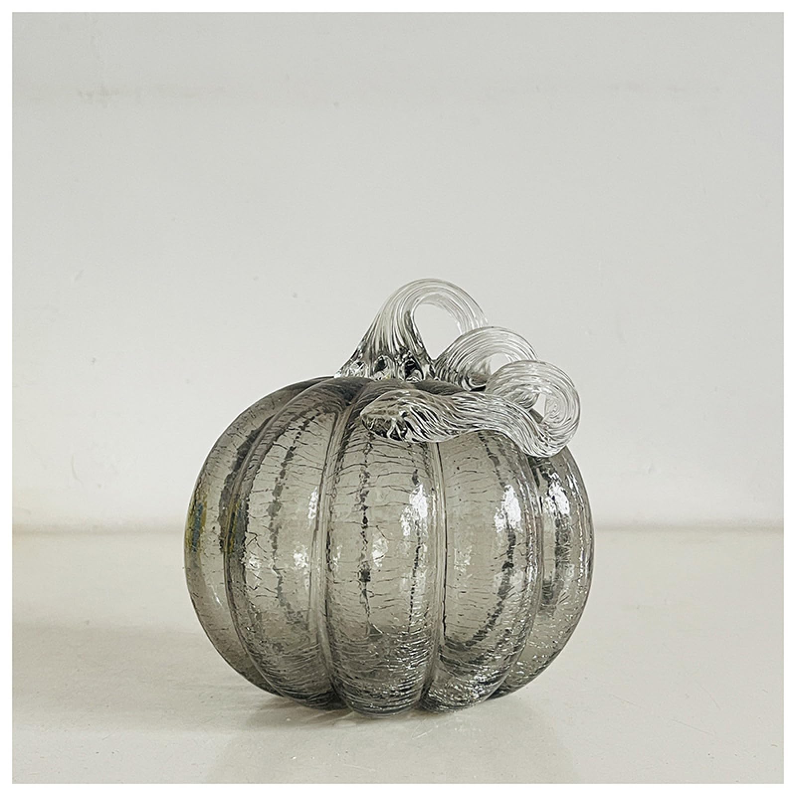 Dytartzx Grey Coloured Glaze Handmade Glass Pumpkin Figurine Vegetable Sculpture Blown Paperweights Table Ornaments Home Decor