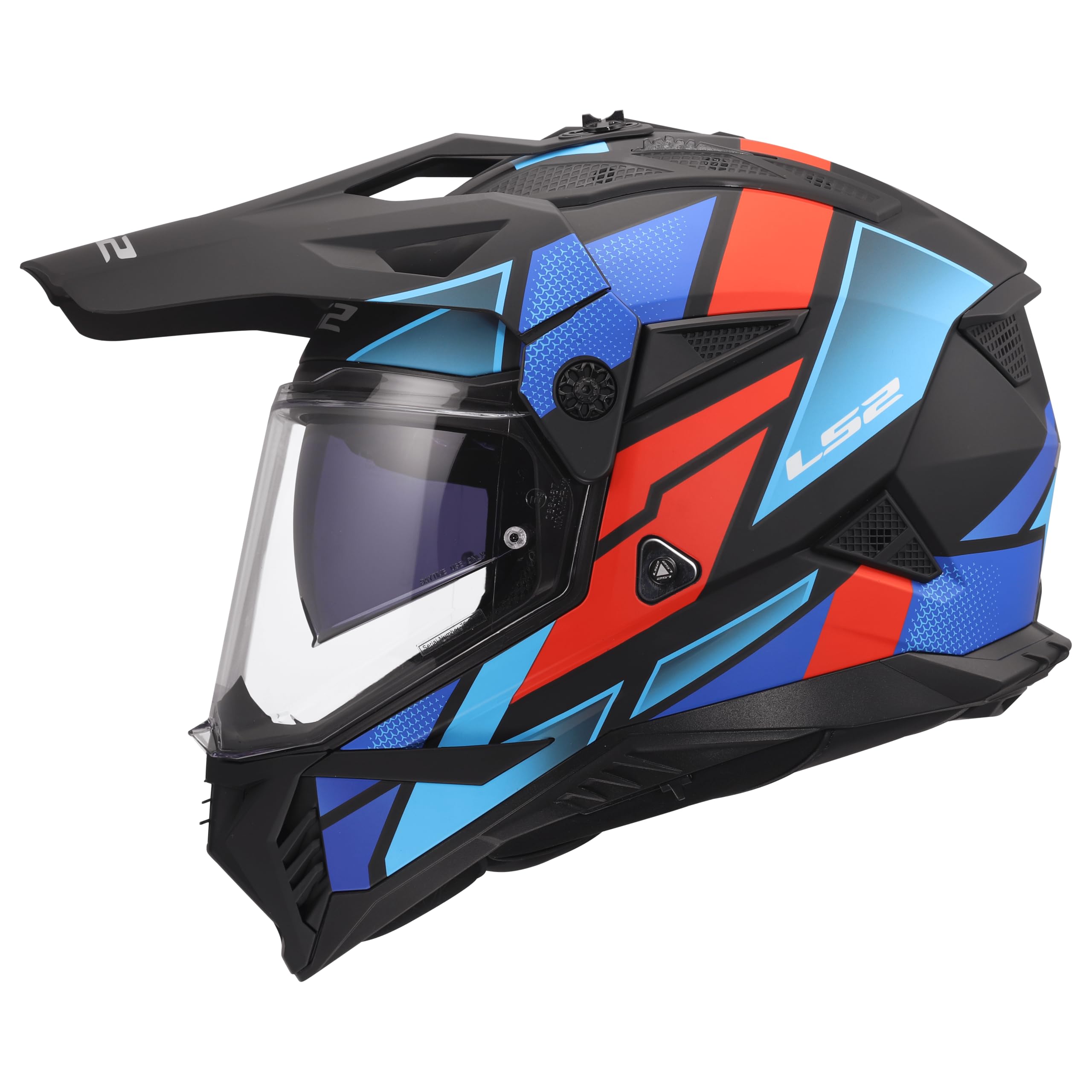 LS2, Casco Moto Cross PIONEER II BLOCK Black Red Blue, XS