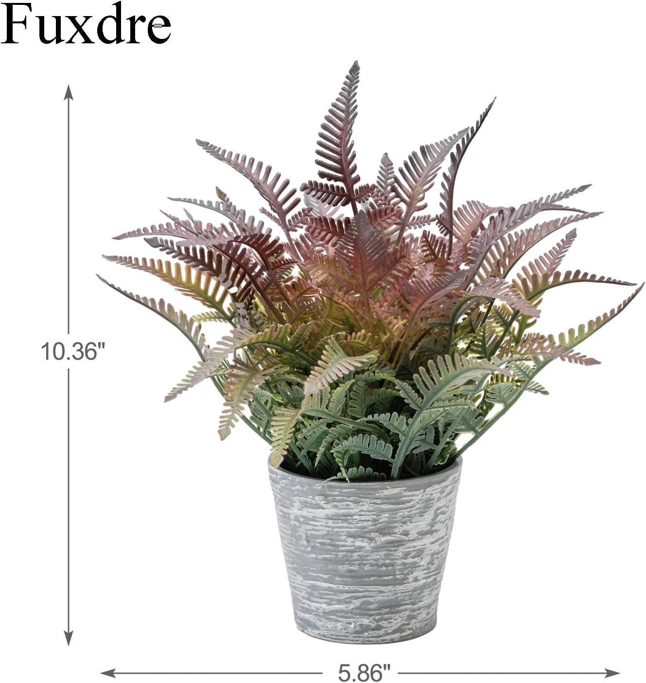2 Packs Small Fake Plant for Shelf Decor - Fern Plant Decoration for Spring Decor, Small Greenery for Shelf with Gray Melamine Pot for Home, Indoor, Office, Desk, Table (Autumn Red)