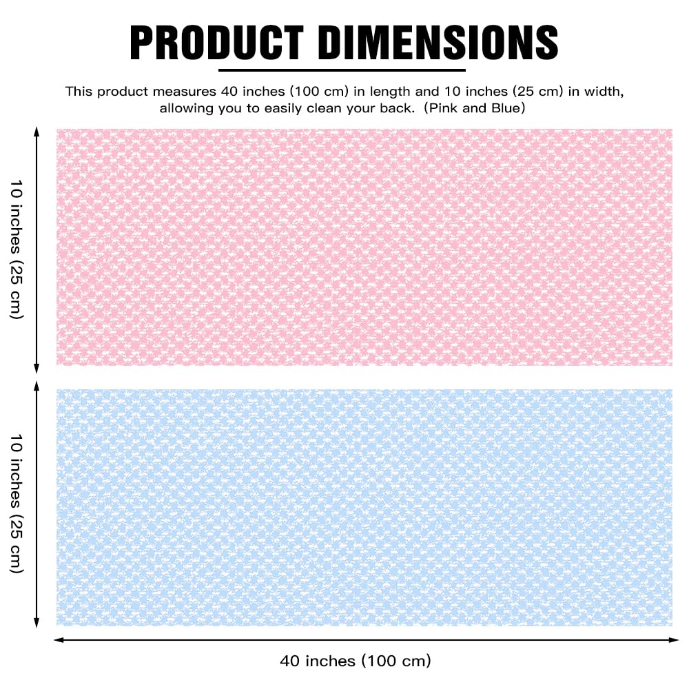 Serviette Exfoliante Douche 2 Pièces, Brosse de Dos, Gant Exfoliant, Éponge de Douche, Accessoire Gommage Corps pour Homme Femme (Rose+Bleu)